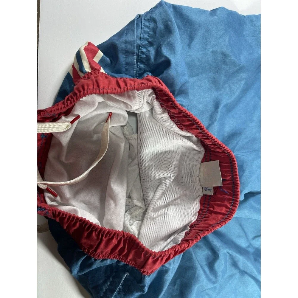 Disney Junk Food Mickey Mouse Swim Trunks Blue Red White Striped Men's Large